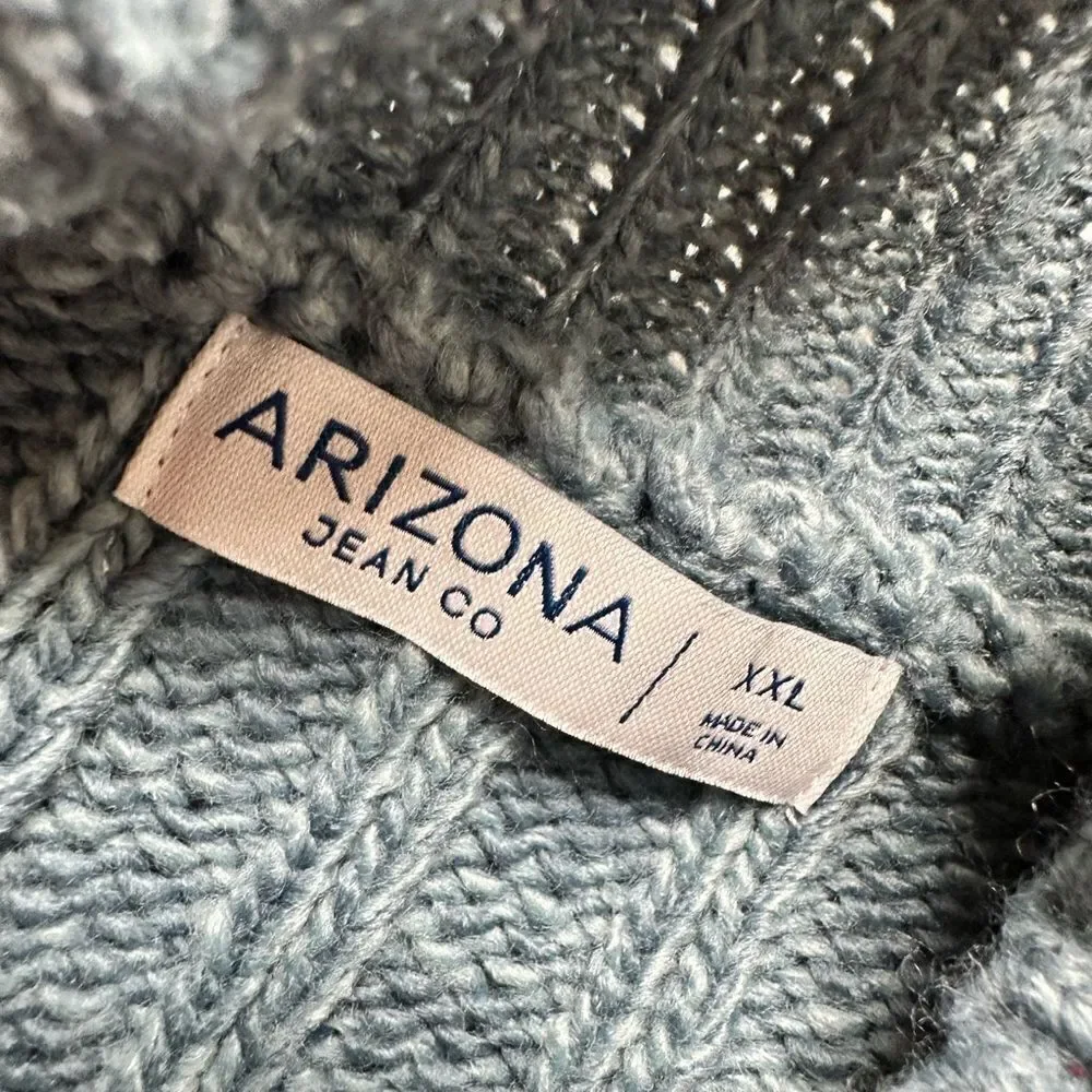 NWT Arizona Jean Co Women’s/Teens Teal Blue Crop Cable Oversized Sweater - XXL